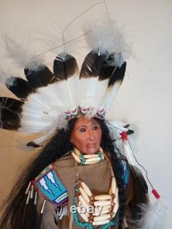 Vtg 22 Hand Made Native American Indian Chief Porcelain Doll 2nd Place Award
