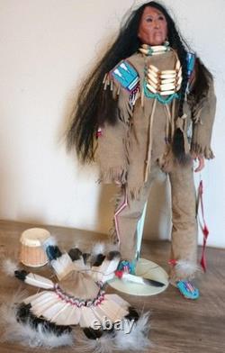 Vtg 22 Hand Made Native American Indian Chief Porcelain Doll 2nd Place Award