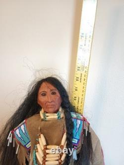 Vtg 22 Hand Made Native American Indian Chief Porcelain Doll 2nd Place Award
