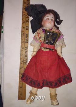 Vtg/Antique SFBJ Paris Composition Porcelain Bisque Doll 14 Tall-Orig clothes