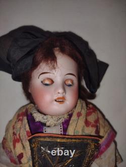 Vtg/Antique SFBJ Paris Composition Porcelain Bisque Doll 14 Tall-Orig clothes