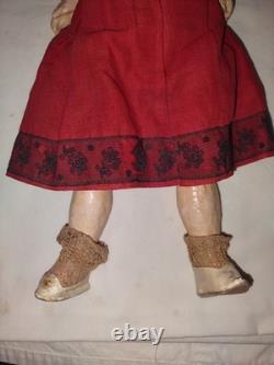 Vtg/Antique SFBJ Paris Composition Porcelain Bisque Doll 14 Tall-Orig clothes