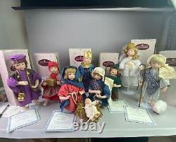 Vtg Ashton Drake Galleries Porcelain Doll Nativity 9 Pieces withBoxes & Papers