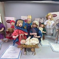 Vtg Ashton Drake Galleries Porcelain Doll Nativity 9 Pieces withBoxes & Papers