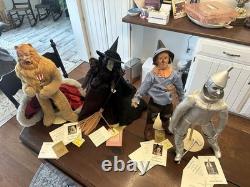 Vtg. Franklin Heirloom Wizard of oz Porcelain Dolls Set of 4 With Papers Great