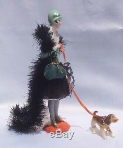 Vtg German Porcelain Flapper Half Doll with Legs Demi-Figurine Teepuppe ArtDeco