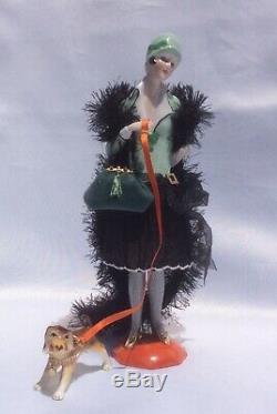 Vtg German Porcelain Flapper Half Doll with Legs Demi-Figurine Teepuppe ArtDeco