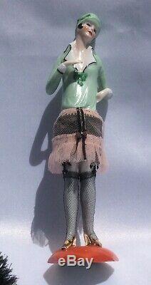 Vtg German Porcelain Flapper Half Doll with Legs Demi-Figurine Teepuppe ArtDeco