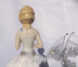 Vtg German Porcelain Half Doll Snowflake Fairy Dress Pincushion Collectible Doll