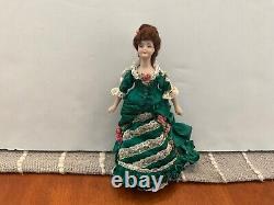 Vtg Gorgeous OOAK Porcelain Victorian Woman Artisan Dollhouse Miniature Doll FAB