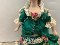 Vtg Gorgeous OOAK Porcelain Victorian Woman Artisan Dollhouse Miniature Doll FAB