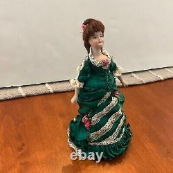 Vtg Gorgeous OOAK Porcelain Victorian Woman Artisan Dollhouse Miniature Doll FAB