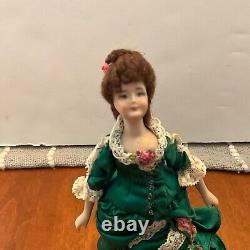 Vtg Gorgeous OOAK Porcelain Victorian Woman Artisan Dollhouse Miniature Doll FAB