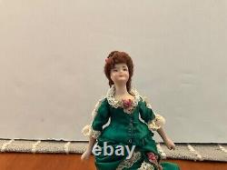 Vtg Gorgeous OOAK Porcelain Victorian Woman Artisan Dollhouse Miniature Doll FAB