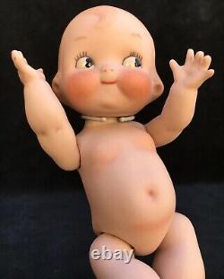 Vtg KEWPIE BISQUE DOLL, Antique Repro Porcelain Character Googly Baby Girl
