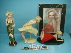 Vtg Marilyn Monroe Franklin Mint Porcelain Dolls & Framed Art Lot Collectibles