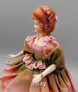 Vtg OOAK Porcelain Rosemary Tucker Woman Doll Artisan Dollhouse Miniature 112