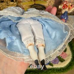 Vtg Porcelain BONNET HEAD DOLL Handmade Signed Lace Dress Bisque Parian Antique