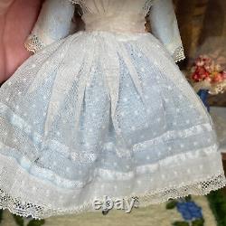 Vtg Porcelain BONNET HEAD DOLL Handmade Signed Lace Dress Bisque Parian Antique