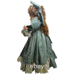 Vtg Porcelain Doll 2003 Pamela Erff #96/500 28 Brown Curly Hair Sage Green