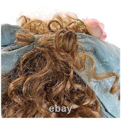 Vtg Porcelain Doll 2003 Pamela Erff #96/500 28 Brown Curly Hair Sage Green