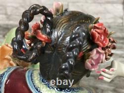 Vtg SIGNED Chinese pottery Figurine porcelain doll imperial Concubine Geisha