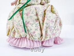 Vtg Victorian Style Posable Porcelain Doll Floral Laced Dress Dollhouse Mini