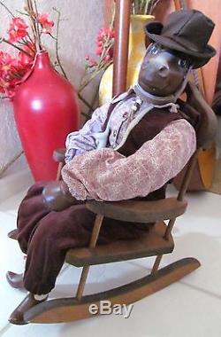 Western HORSE DOLL Figure SIGNED 1999 PORCELAIN CLOTH with 26 Wood Rocker VTG