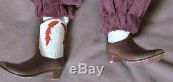 Western HORSE DOLL Figure SIGNED 1999 PORCELAIN CLOTH with 26 Wood Rocker VTG