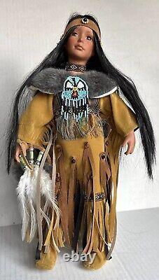 Whispering Dove Native American Porcelain Doll 16.5 in. Vintage GREAT