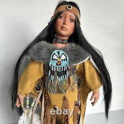 Whispering Dove Native American Porcelain Doll 16.5 in. Vintage GREAT