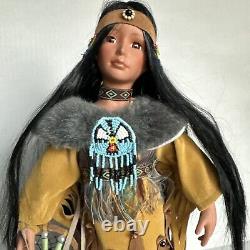 Whispering Dove Native American Porcelain Doll 16.5 in. Vintage GREAT