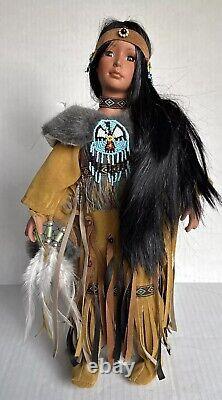 Whispering Dove Native American Porcelain Doll 16.5 in. Vintage GREAT