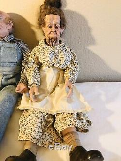 William L Wallace Jr Grandma & Grandpa Porcelain Dolls 23 Vintage Excellent
