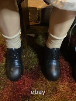 William Wallace Jr Grandma And Grandpa 34 Porcelain Dolls with wooden bench