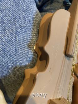 William Wallace Jr Grandma And Grandpa 34 Porcelain Dolls with wooden bench