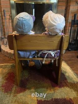 William Wallace Jr Grandma And Grandpa 34 Porcelain Dolls with wooden bench