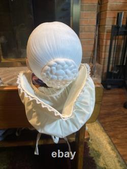 William Wallace Jr Grandma And Grandpa 34 Porcelain Dolls with wooden bench