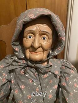 William Wallace Jr Vintage Porcelain Dolls Grandma/Grandpa 34in Rocking Chairs