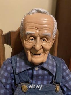 William Wallace Jr Vintage Porcelain Dolls Grandma/Grandpa 34in Rocking Chairs