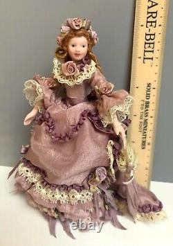 112 Vintage Dollhouse Miniature Doll Victorian Lady Porcelaine Artisanale 6