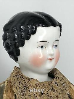 13.5 Antique Bisque German China Head Doll Abg Flat Top 1880-1890's As Is #a