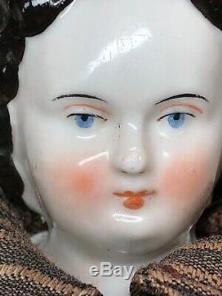 13 Antique Porcelaine Allemande Fait De La Chine Head & Limbs Earlyflat Top Coiffure #sa