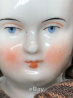 13 Antique Porcelaine Allemande Fait De La Chine Head & Limbs Earlyflat Top Coiffure #sa