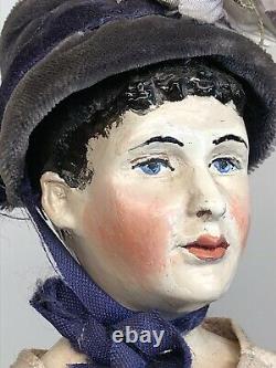 16 Antique Vintage 1940s-1950 Artist Doll Porcelaine Peinte À La Main Lady #o