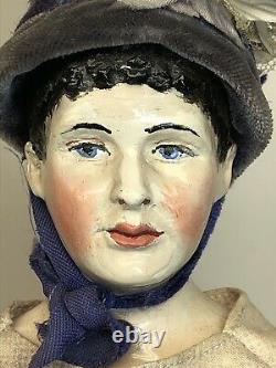 16 Antique Vintage 1940s-1950 Artist Doll Porcelaine Peinte À La Main Lady #o