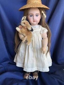 17 Antique Tet Jumeau Bisque Doll Beau! Avec Steiff Easter Bunny