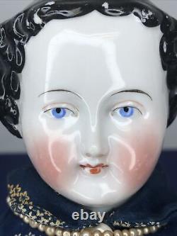 17 Poupée en porcelaine allemande ancienne avec tête en porcelaine de Chine Conte Boehme Flat Top 1870 #o