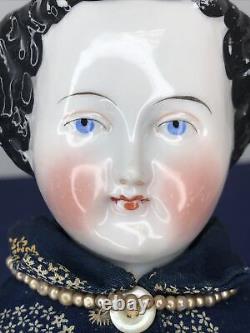 17 Poupée en porcelaine allemande ancienne avec tête en porcelaine de Chine Conte Boehme Flat Top 1870 #o