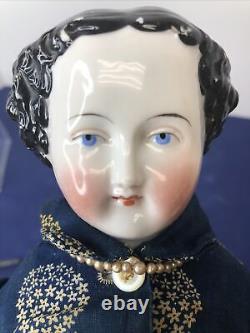 17 Poupée en porcelaine allemande ancienne avec tête en porcelaine de Chine Conte Boehme Flat Top 1870 #o